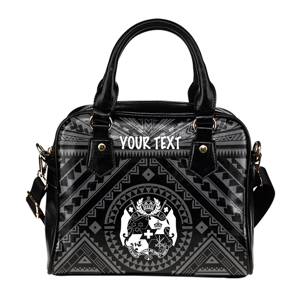 Tonga Personalised Shoulder Handbag - Tonga Seal With Polynesian Tattoo Style (Black) One Size Black - Polynesian Pride