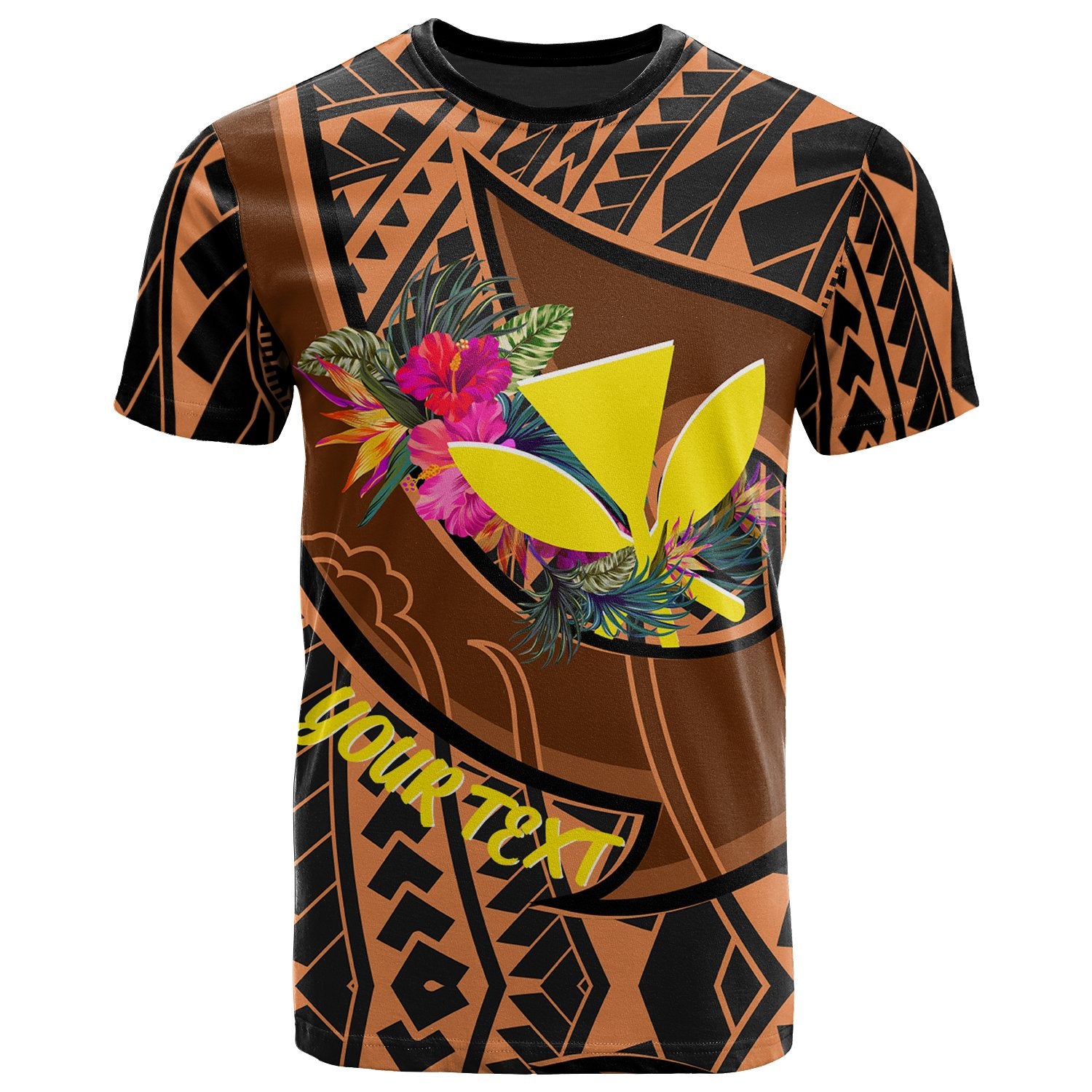 Hawaii Kanaka Maoli Custom T Shirt Polynesian Hook and Hibiscus Unisex Dark Salmon - Polynesian Pride