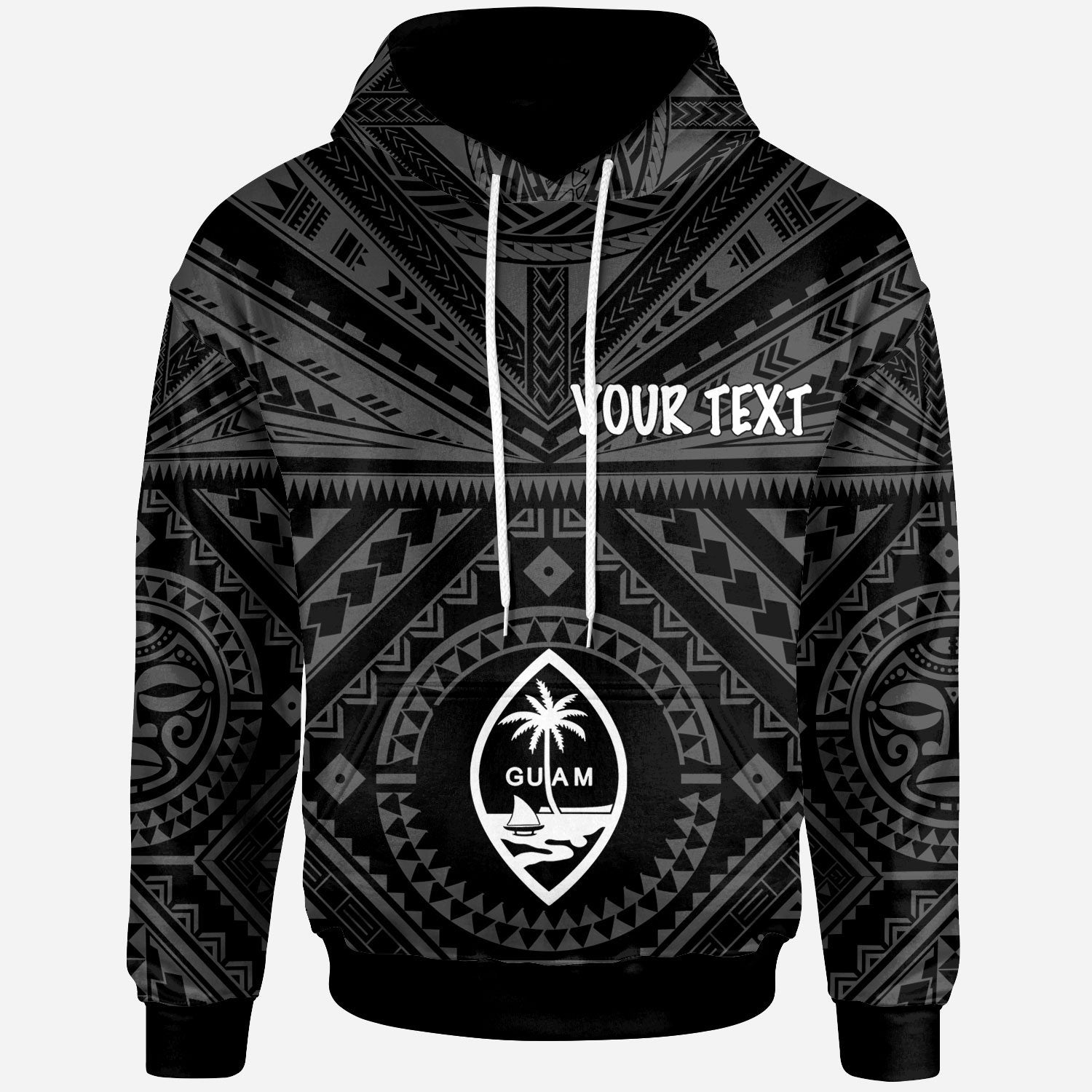 Guam Custom Hoodie Guam Seal With Polynesian Tattoo Style (Black) Unisex Black - Polynesian Pride