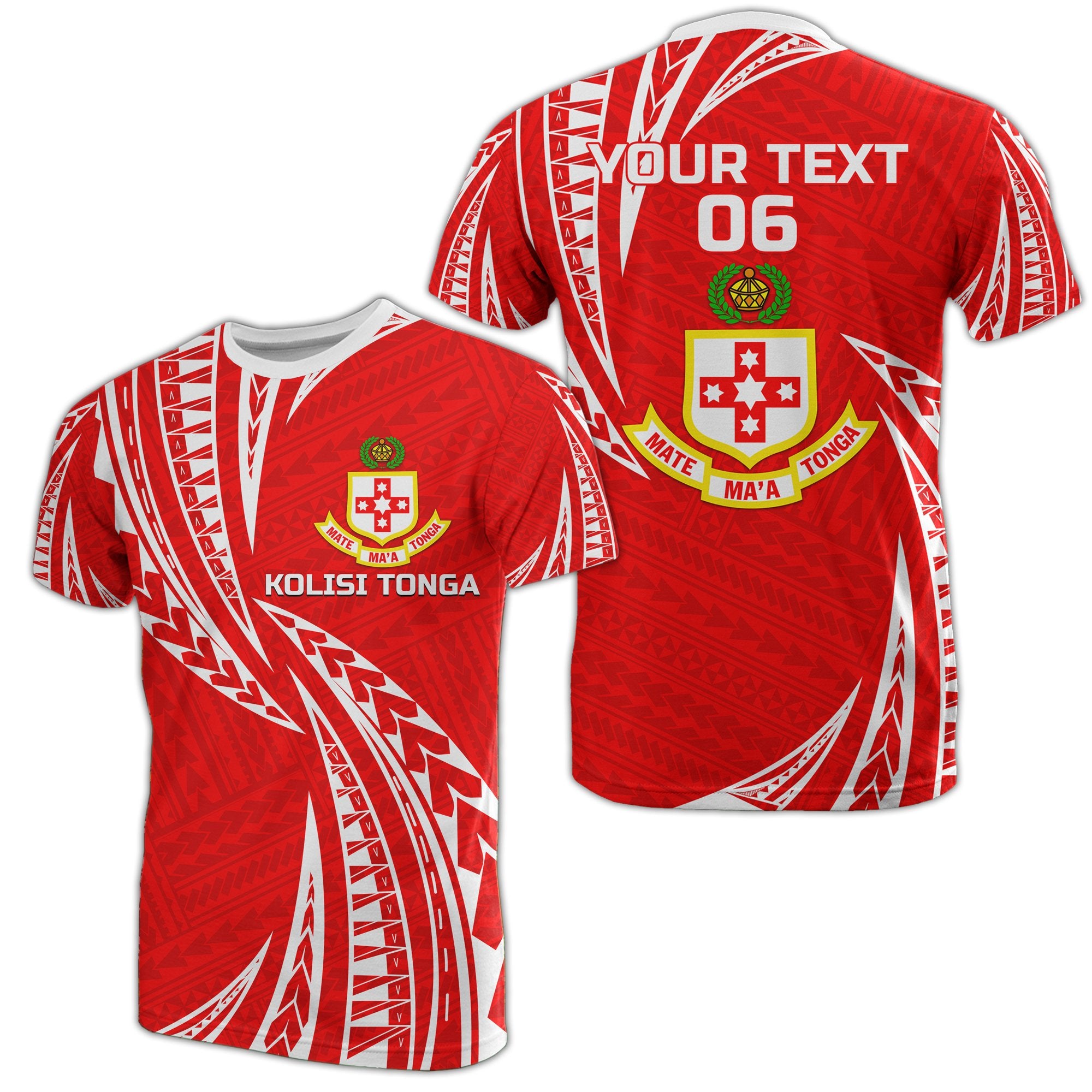 Custom Kolisi Tonga T Shirt Mate Maa Tonga, Custom Text and Number Unisex Red - Polynesian Pride