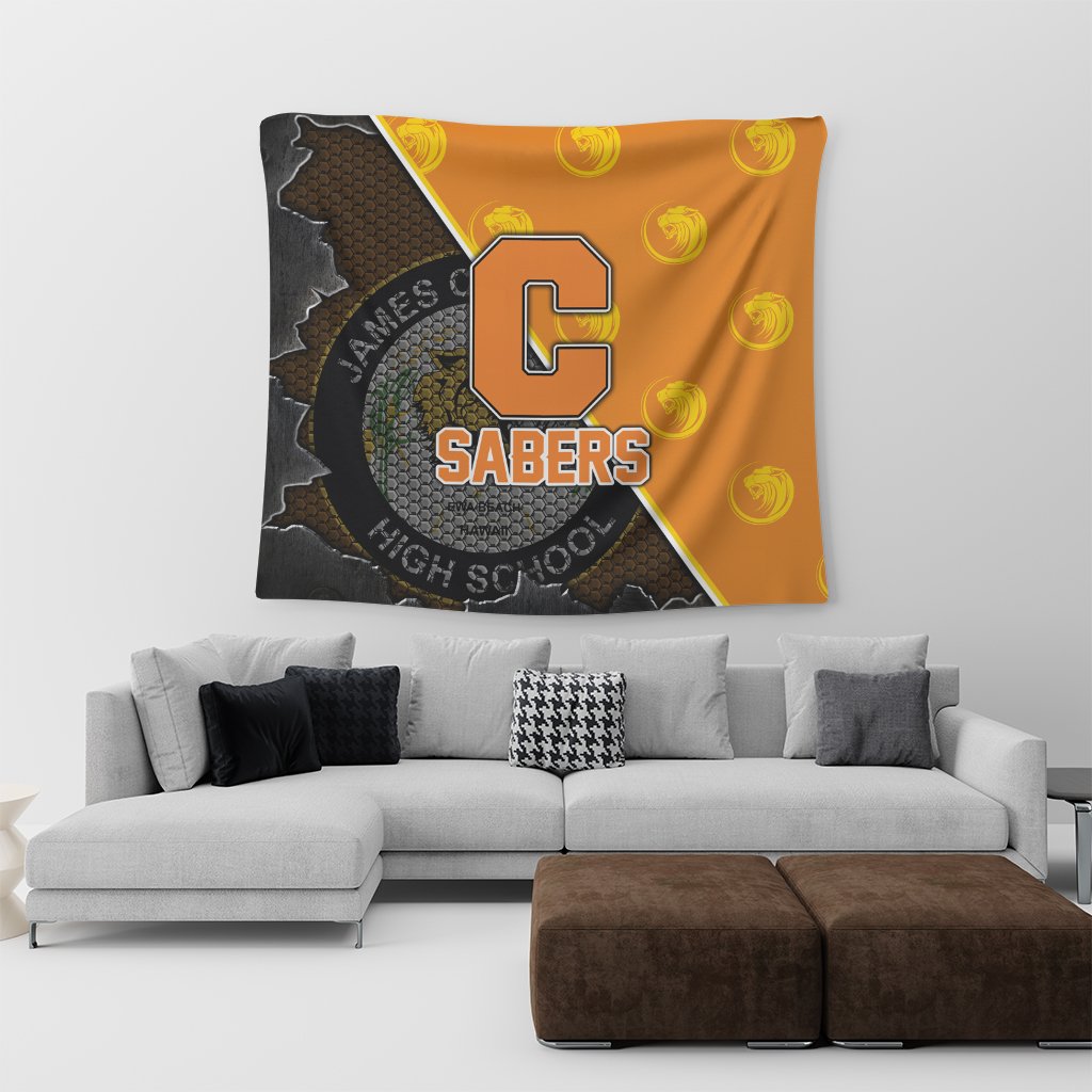 Hawaii - Campbell High Tapestry - AH Wall Tapestry Small 60" x 51" Orange - Polynesian Pride