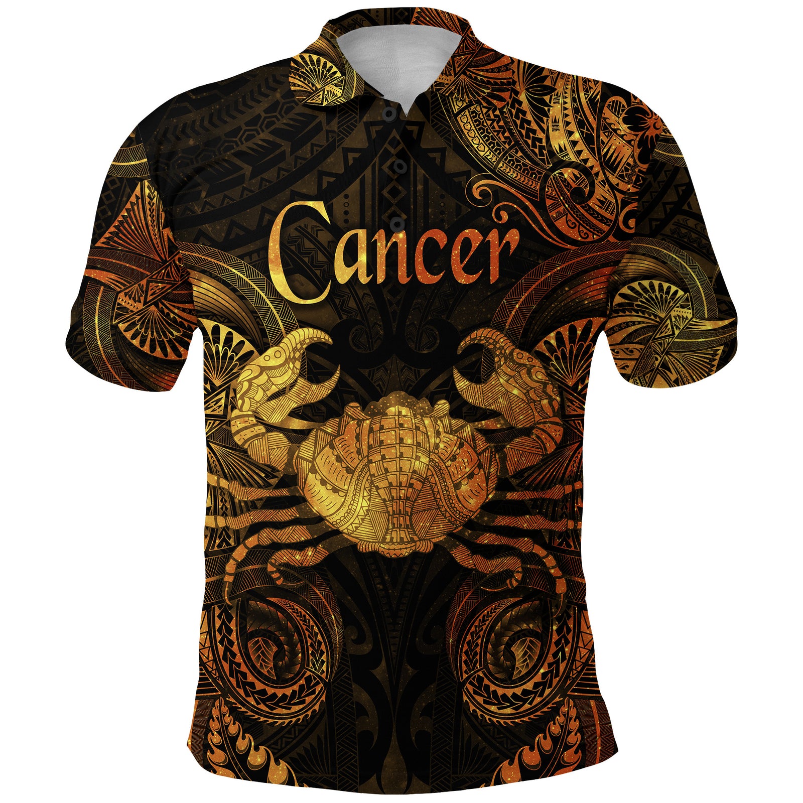 Cancer Zodiac Polynesian Polo Shirt Unique Style Gold LT8 - Polynesian Pride