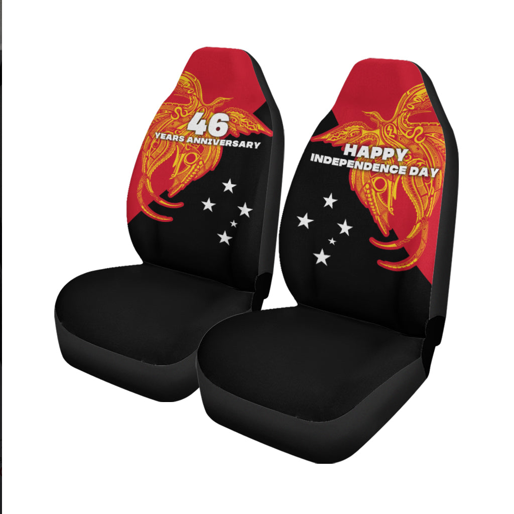 Papua New Guinea Car Seat Covers Independence Day Flag Style LT16 Universal Fit Black - Polynesian Pride