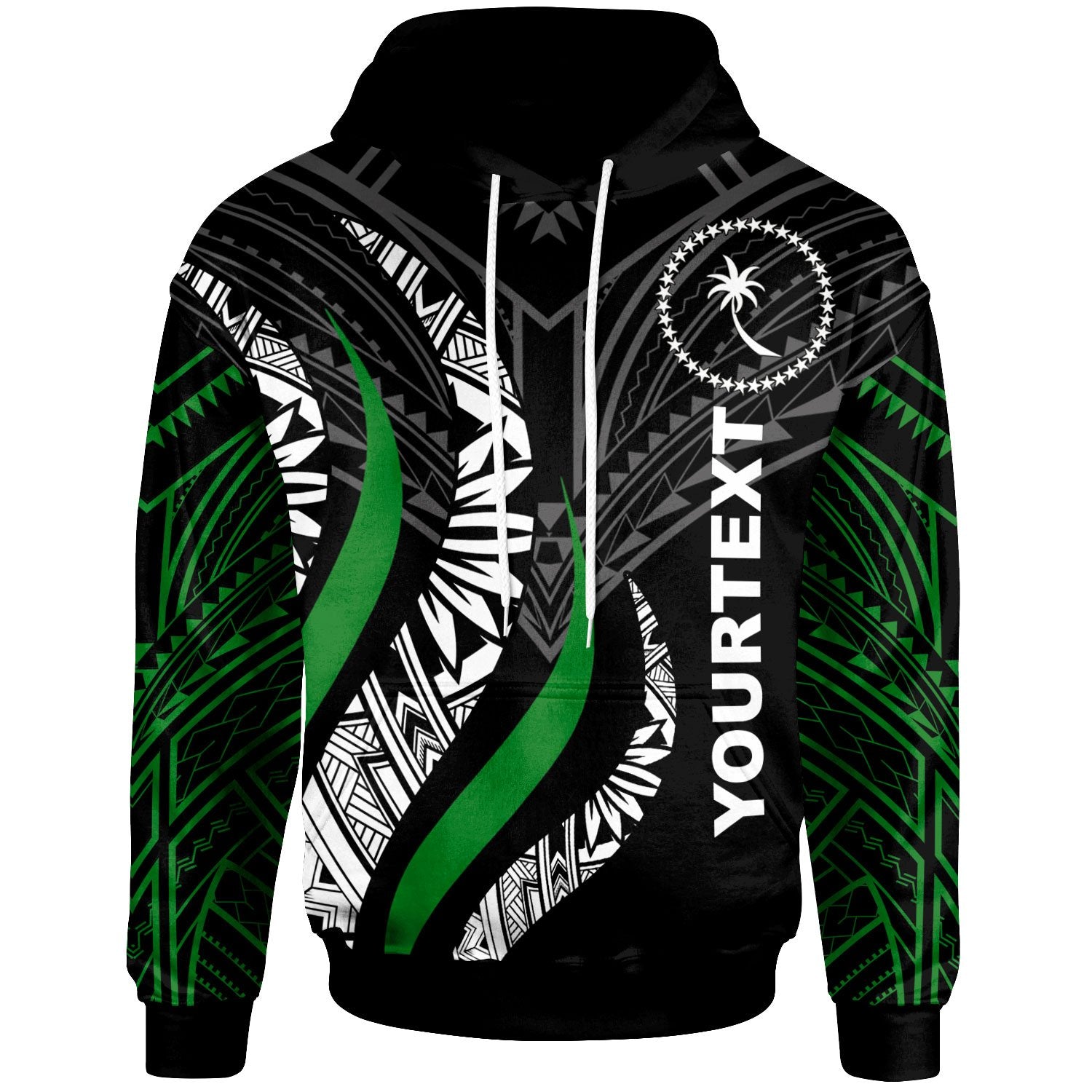 Chuuk Custom Hoodie Chuuk Strong Fire Pattern Unisex Green - Polynesian Pride