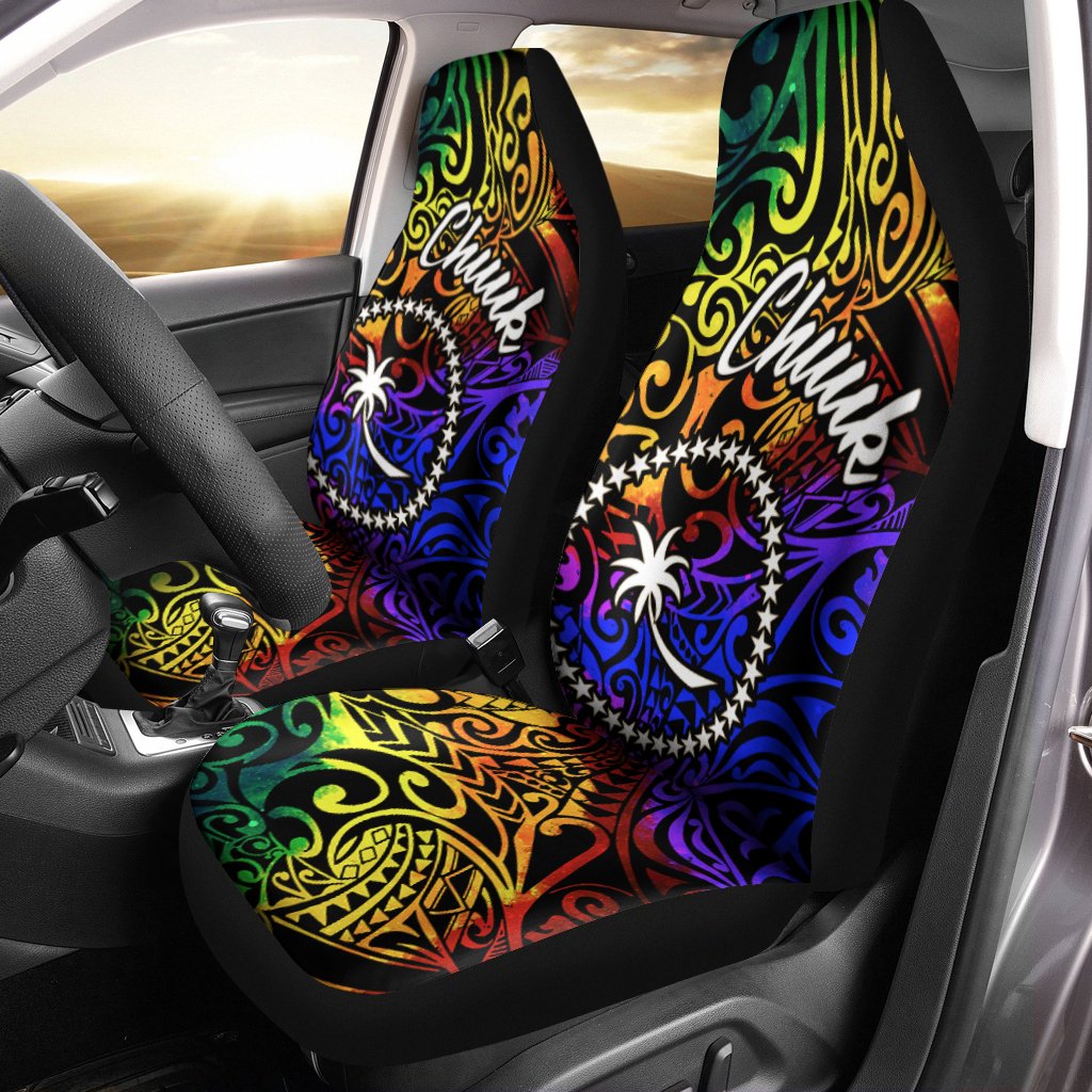 Chuuk Car Seat Covers - Rainbow Polynesian Pattern Universal Fit Rainbow - Polynesian Pride