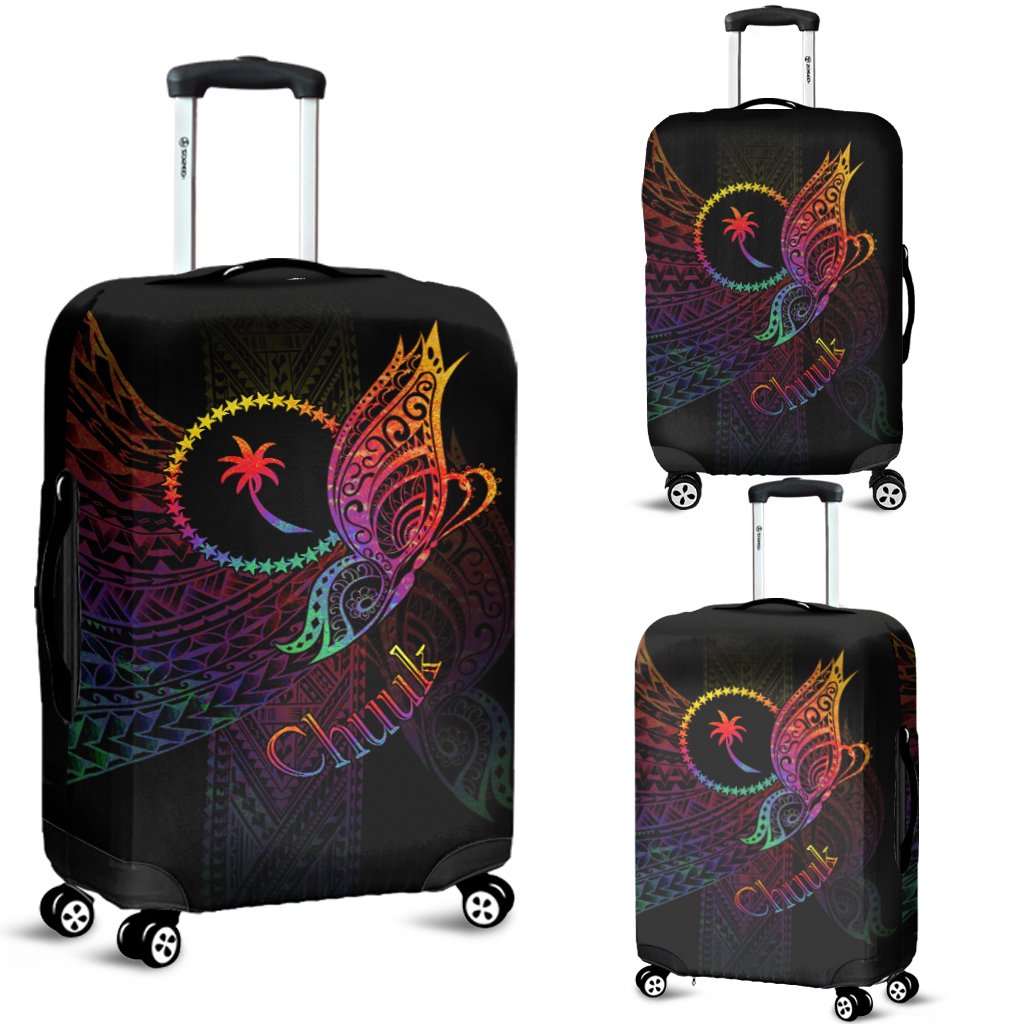 Chuuk State Luggage Covers - Butterfly Polynesian Style Black - Polynesian Pride