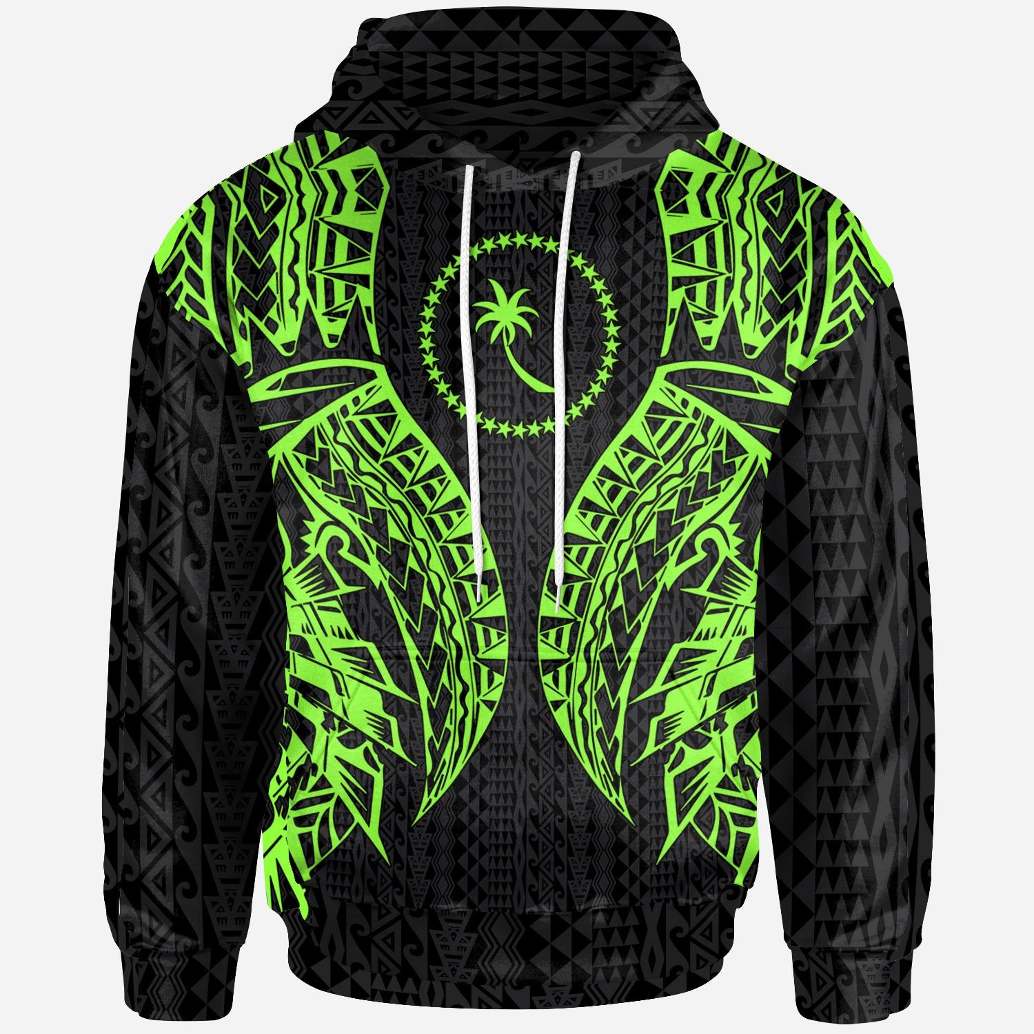 Chuuk Hoodie Micronesian Lion Head Green Style Unisex Green - Polynesian Pride