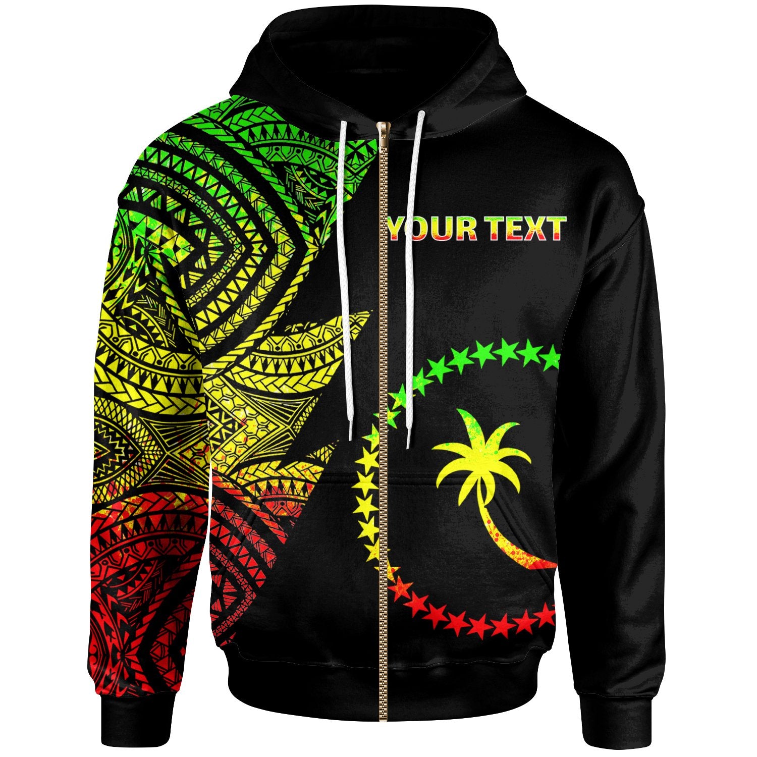 Chuuk Custom Personalized Zip up Hoodie Flash Style Reggae Unisex Reggae - Polynesian Pride