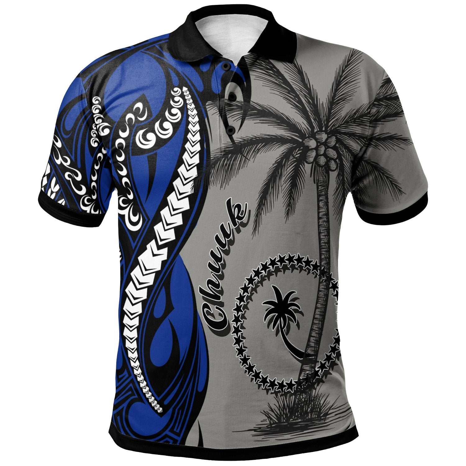 Chuuk Polo Shirt Classical Coconut Tree Unisex Gray - Polynesian Pride