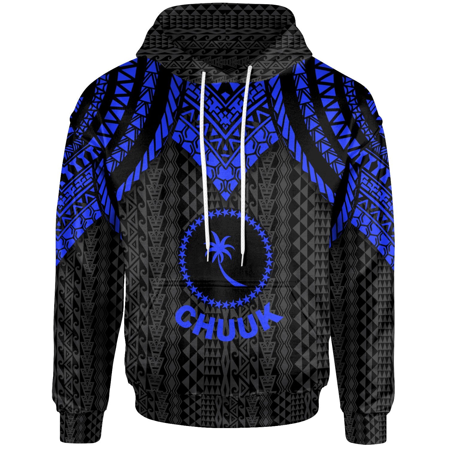 Chuuk Hoodie Polynesian Armor Style Blue Unisex Blue - Polynesian Pride