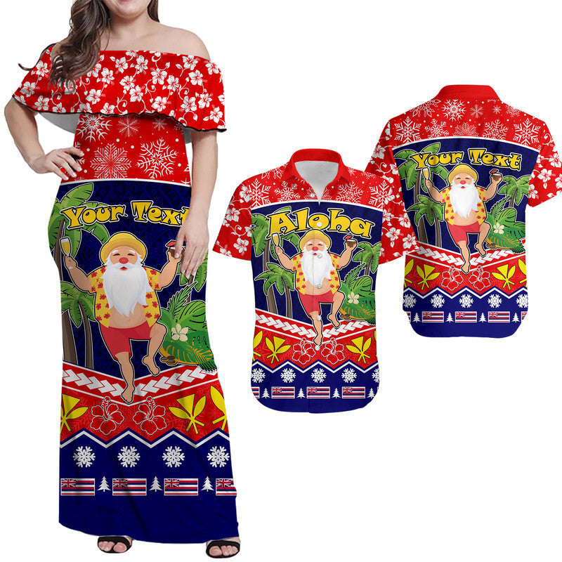 Custom Polynesian Christmas Matching Hawaiian Outfits For Couples Hawaii Santa Claus LT9 Red - Polynesian Pride