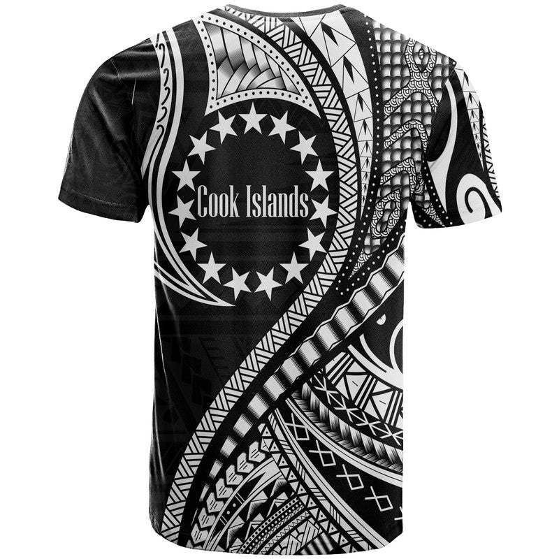Cook Islands T Shirt Black Polynesian Wave Style LT9 - Polynesian Pride