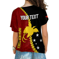 Personalised Papua New Guinea Cross Shoulder Shirt 49th Independence Anniversary - Motu Revareva LT7 - Polynesian Pride