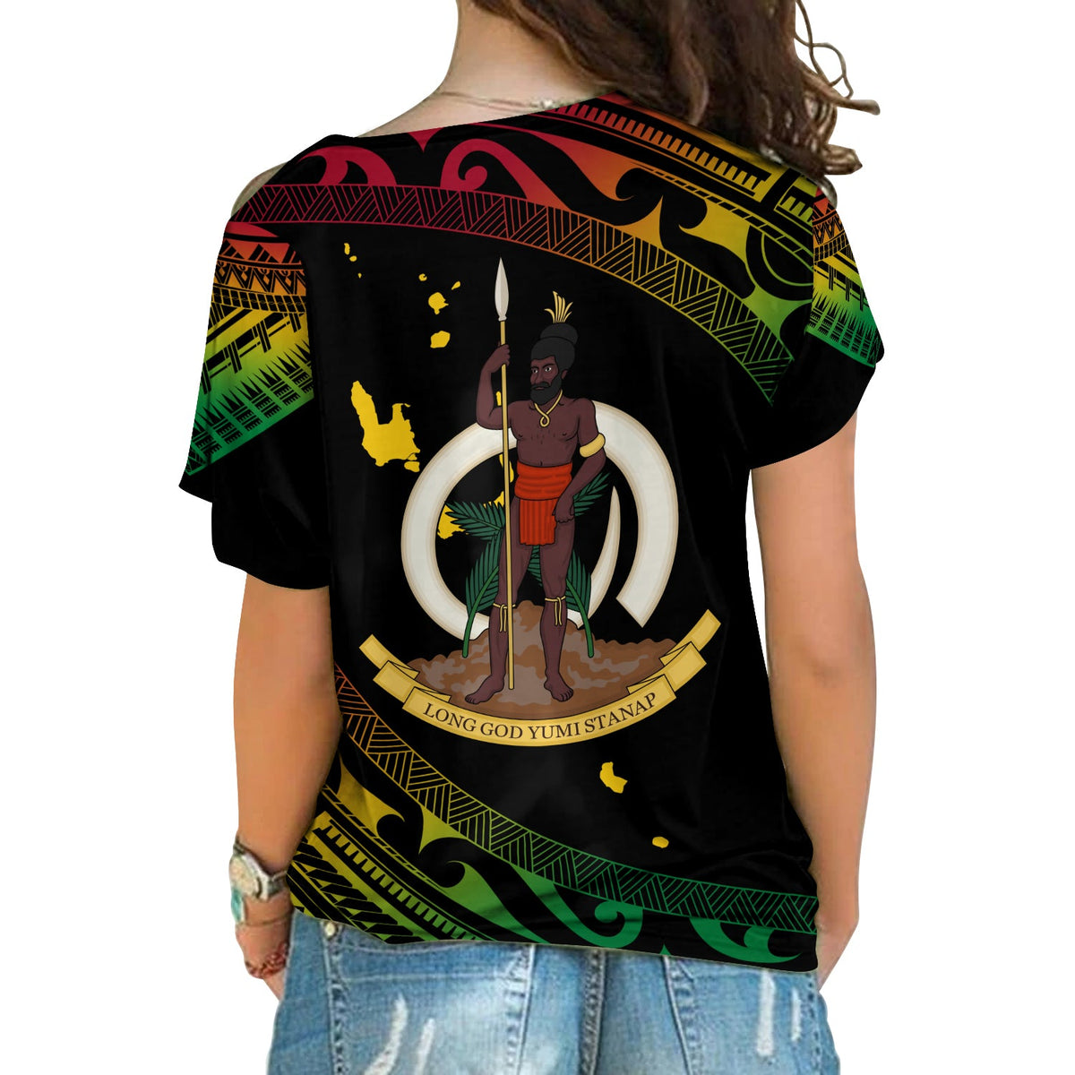 Vanuatu Proud To Be A Ni-Van - Polynesian Pattern Cross Shoulder Shirt LT7 - Polynesian Pride