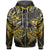 Samoa Polynesian Custom Zip up Hoodie Eagle Tribal Pattern Yellow Unisex Blue - Polynesian Pride