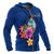 Guam Polynesian Custom Zip up Hoodie Floral With Seal Blue - Polynesian Pride