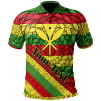 Hawaii Polo Shirt Custom Kanaka Maoli Flag With Bamboo Patterns Unisex Black - Polynesian Pride