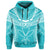 Hawaiian Kanaka Map Football Jersey Hoodie Cyan and White Roger Style - Polynesian Pride