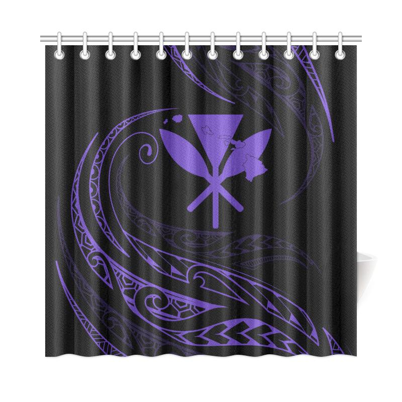 Kanaka Shower Curtain - Purple - Frida Style 177 x 172 (cm) Black - Polynesian Pride