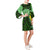 Hawaii Bell Sleeve Dress - Green Hibiscus - Polynesian Pride