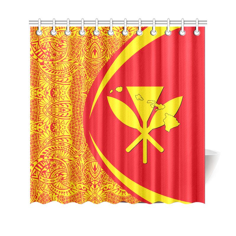 Hawaii Shower Curtain Kanaka Polynesian - Circle Style Red And Yellow 177 x 172 (cm) Red - Polynesian Pride