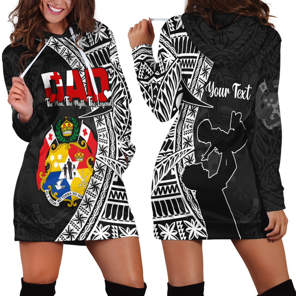 (Custom Personalised) Tonga Hoodie Dress Happy Tongan Fathers Day LT13 Black - Polynesian Pride