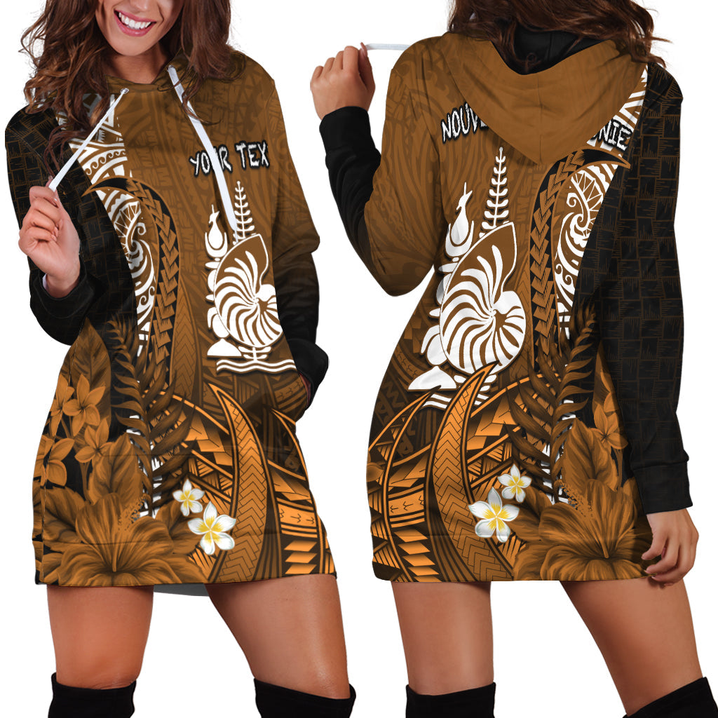 (Custom Personalised) New Caledonia Hoodie Dress Nautilus Gold Polynesian Hibiscus LT13 Gold - Polynesian Pride