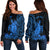 Hawaii Polynesian Off Shoulder Sweater Blue Sea Turtles Hawaiian LT13 Blue - Polynesian Pride