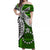 Cook Islands Off Shoulder Long Dress Hibiscus Flowers Style Green LT13 Long Dress Green - Polynesian Pride