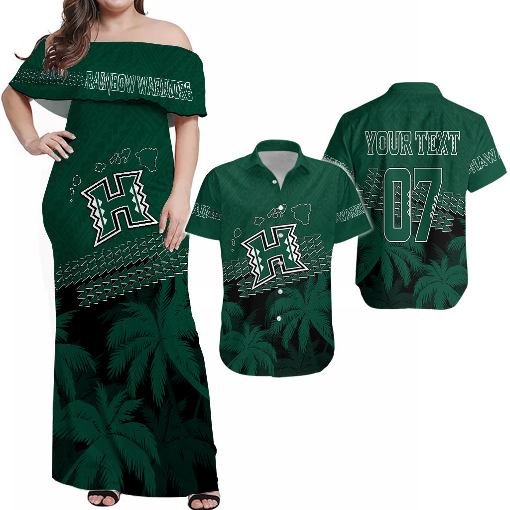 Personalised Hawaii Rainbow Warriors Dress and Shirt Matching Laau Pama LT7 Black - Polynesian Pride