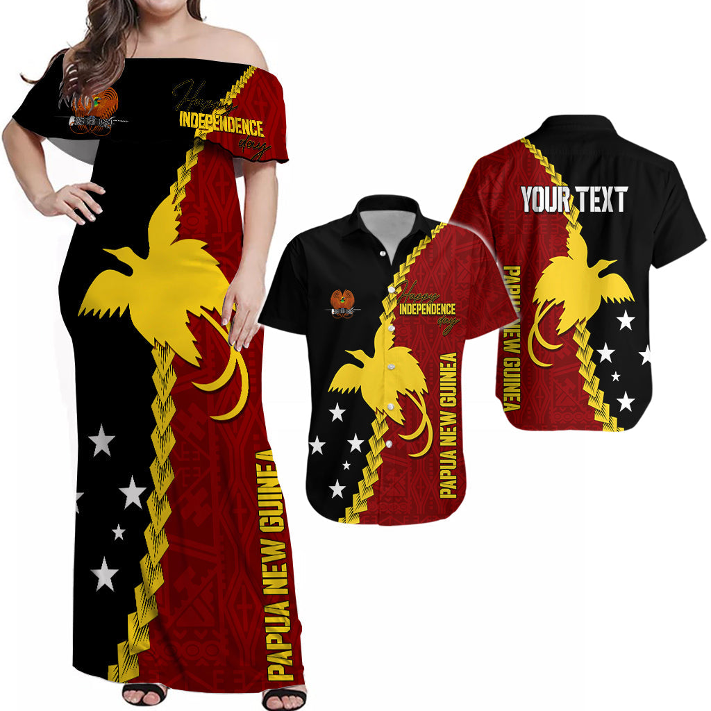 Personalised Papua New Guinea Matching Dress and Hawaiian Shirt 49th Independence Anniversary Motu Revareva LT7 Red - Polynesian Pride