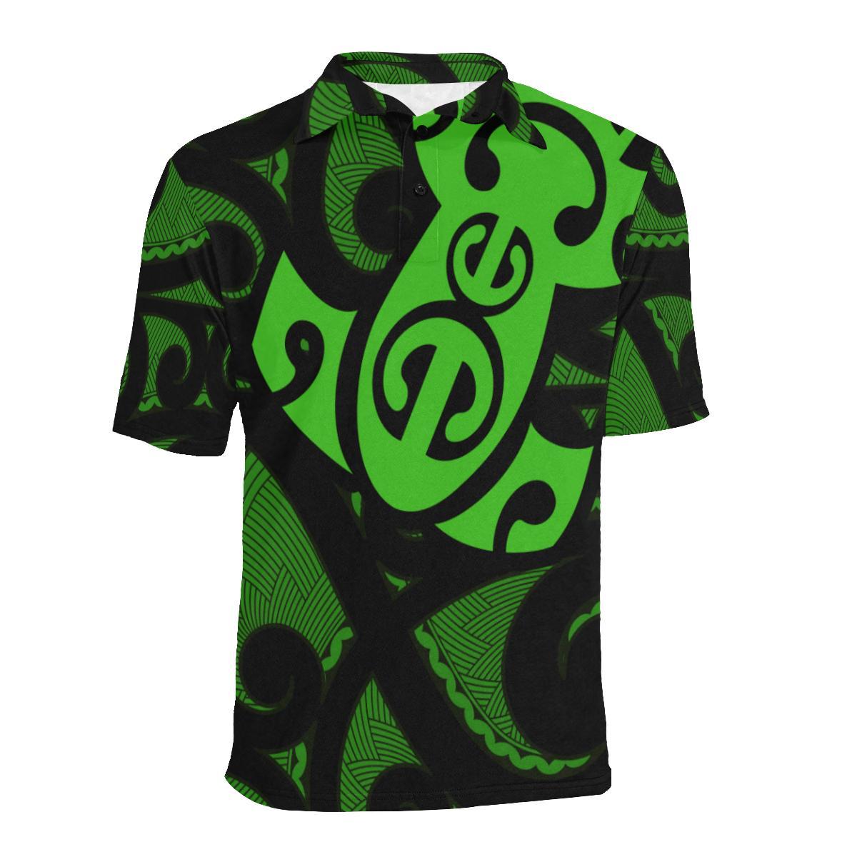 Maori Green Mangopare Polo Shirt Unisex Black - Polynesian Pride