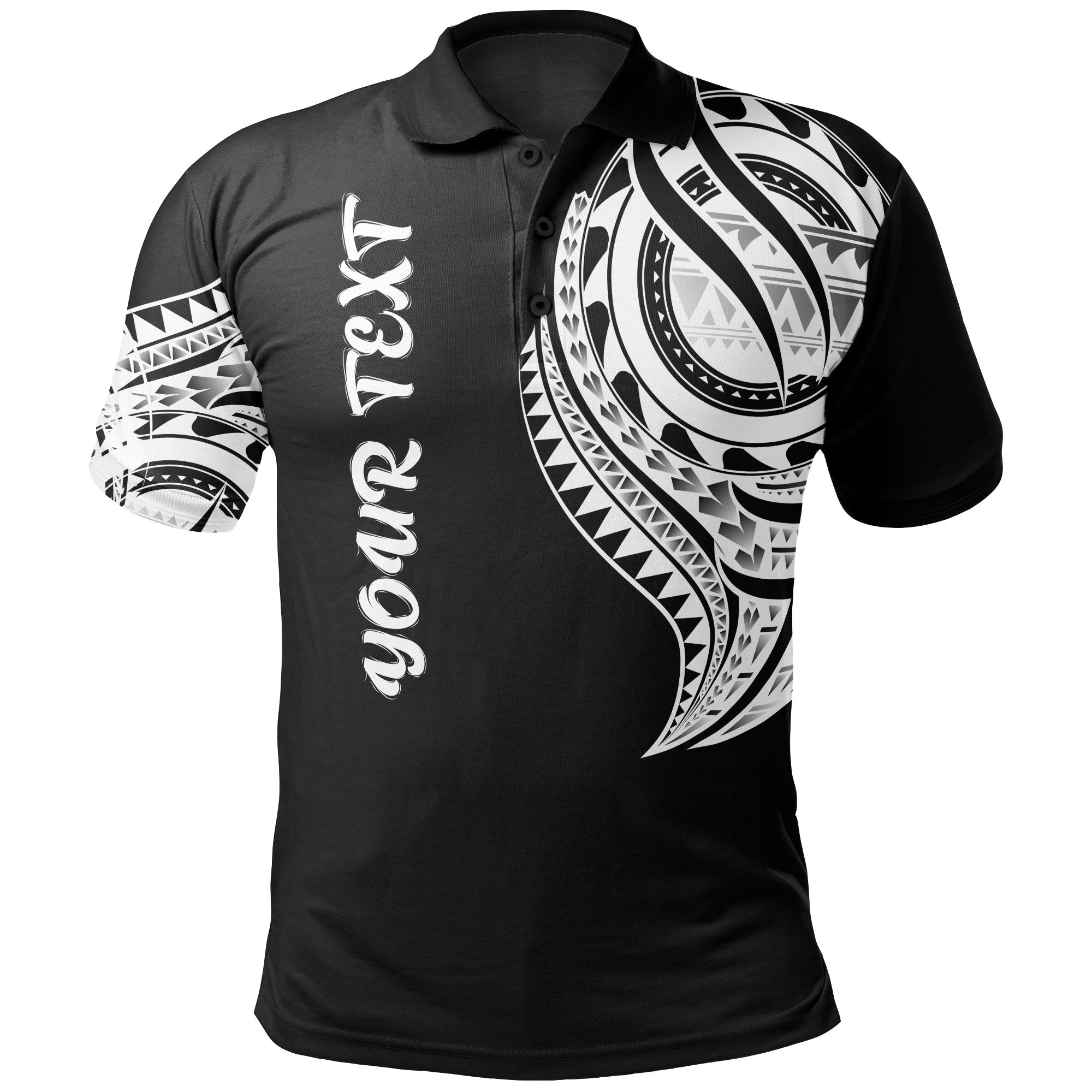 Kiribati Custom Polo Shirt Kiribati Tatau White Patterns Unisex Black - Polynesian Pride