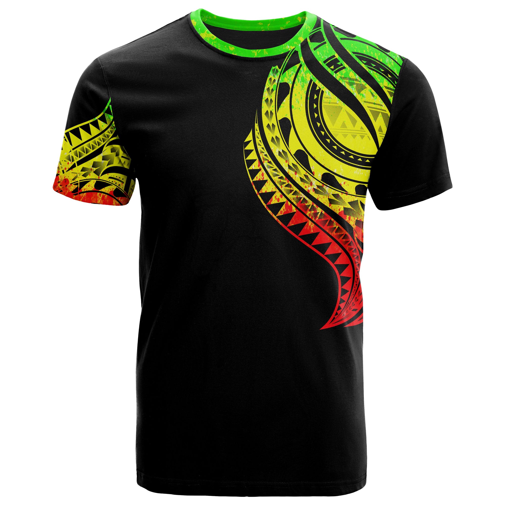 Kiribati T Shirt Kiribati Tatau Reggae Patterns With Coat Of Arms Unisex Black - Polynesian Pride