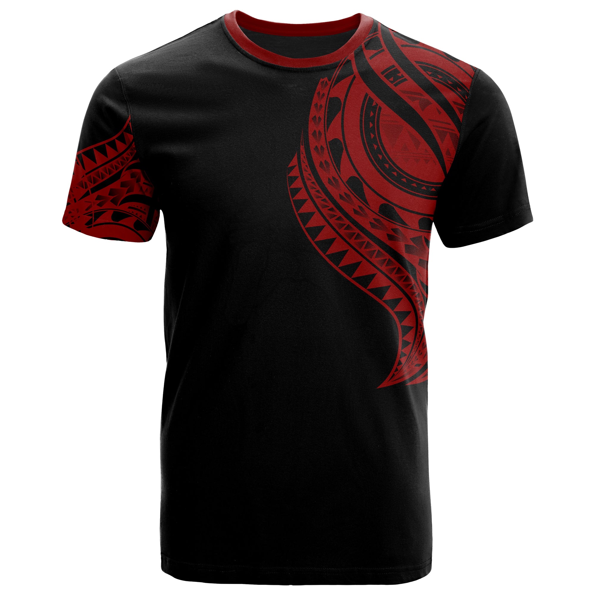 Solomon Islands T Shirt Solomon Islands Tatau Red Patterns With Coat of Arms Unisex Black - Polynesian Pride