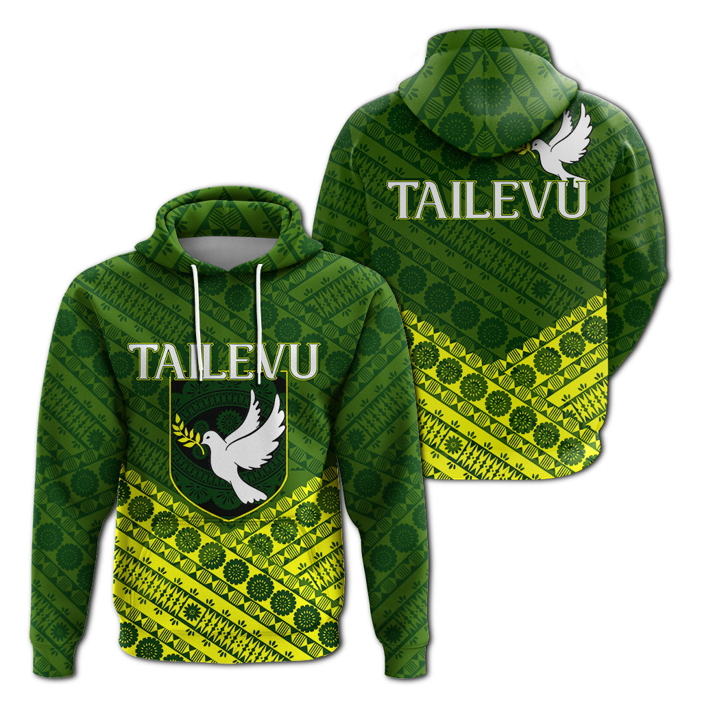 Tailevu Rugby Union Fiji Hoodie Tapa Pattern LT12 Green - Polynesian Pride