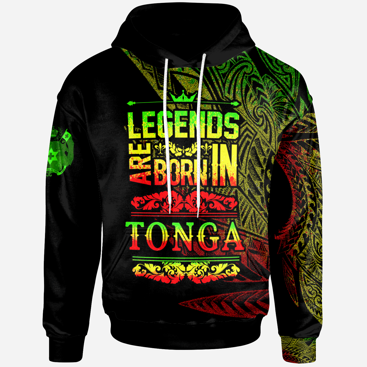 Tonga Hoodie Legends Are Born In Reggae Color Unisex Black - Polynesian Pride