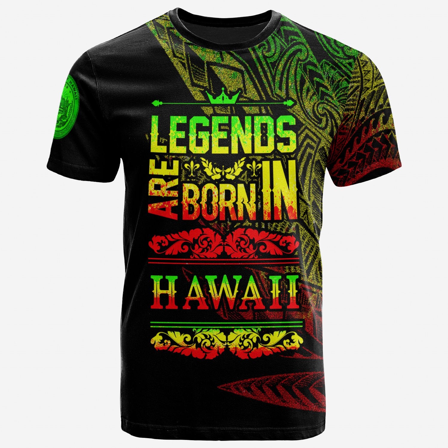 Hawaii T Shirt Legends Are Born In Reggae Color Unisex Black - Polynesian Pride