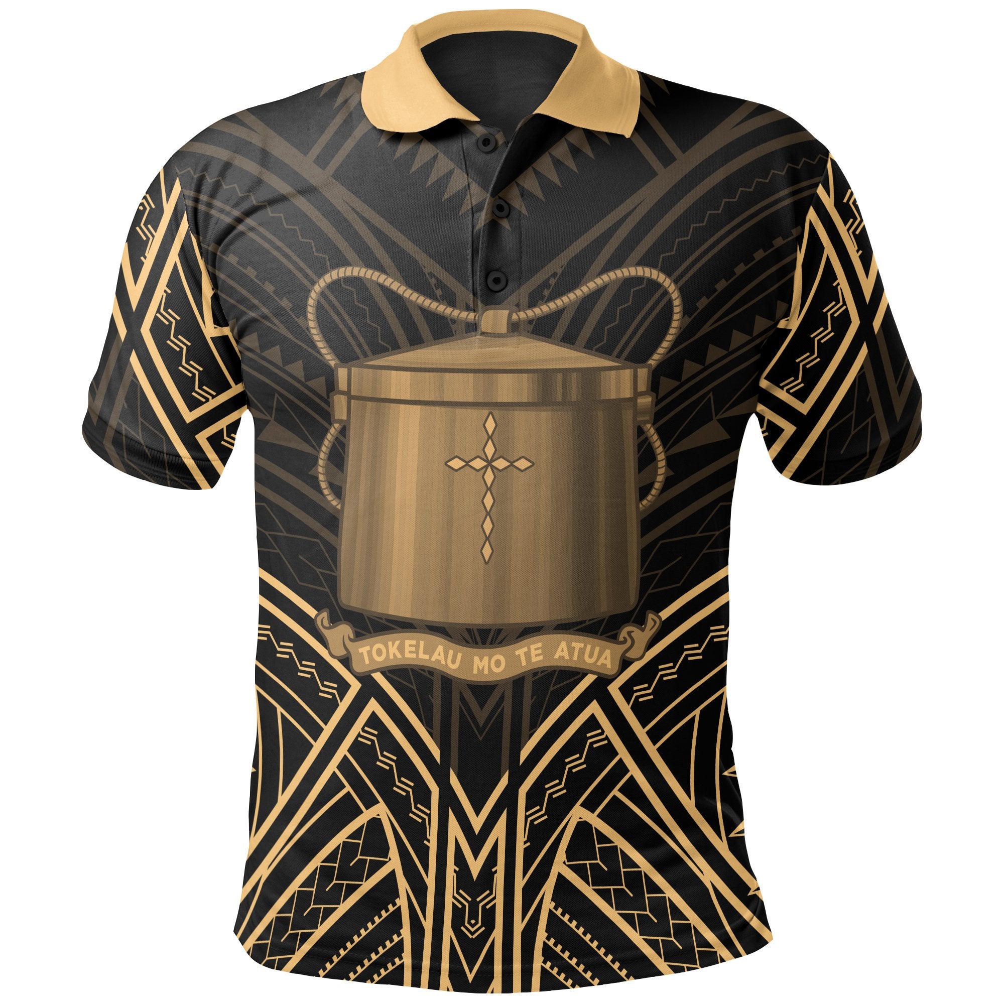 Tokelau Polo Shirt Tokelauan Seal Gold Tribal Patterns Unisex White - Polynesian Pride