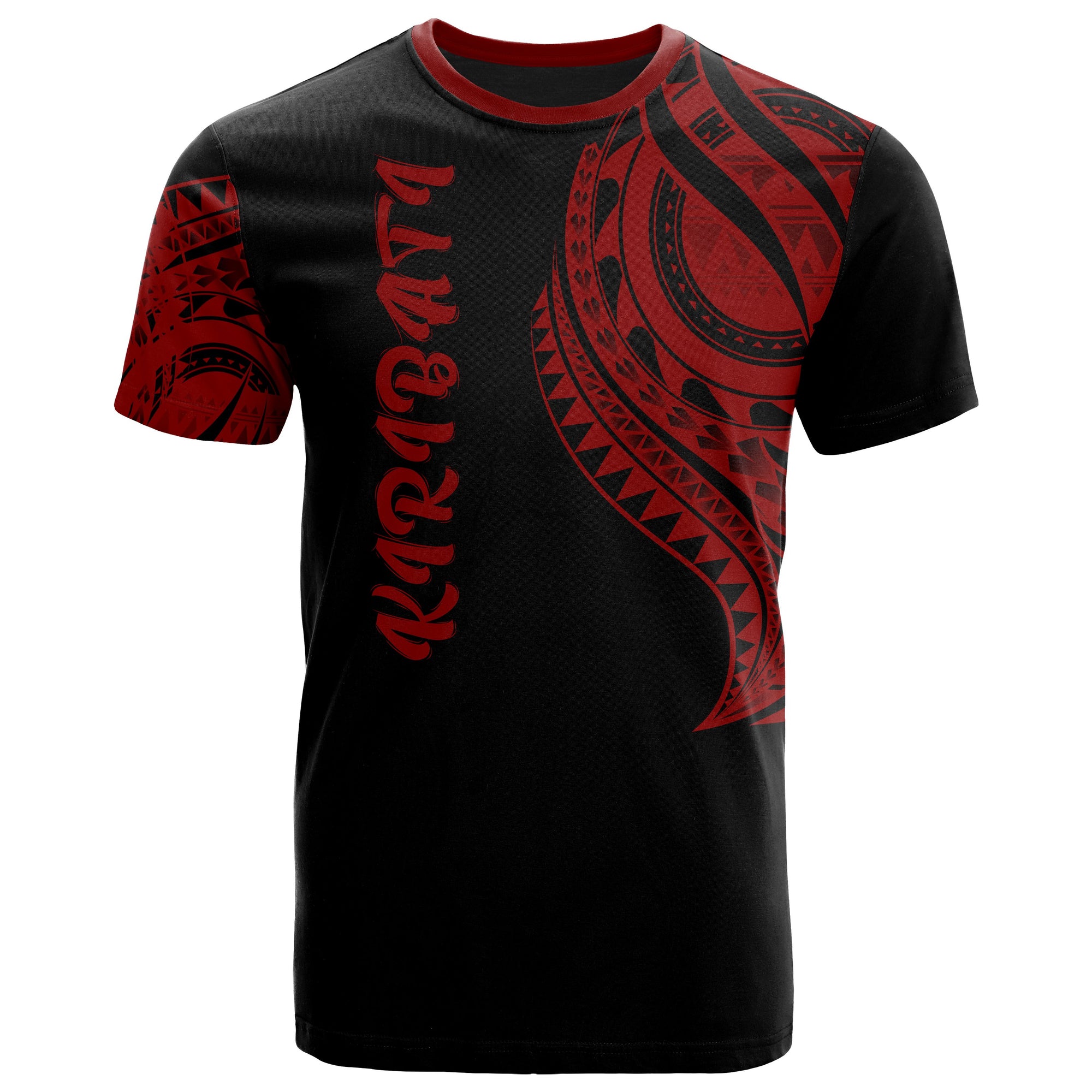 Kiribati T Shirt Kiribati Tatau Red Patterns Unisex Black - Polynesian Pride