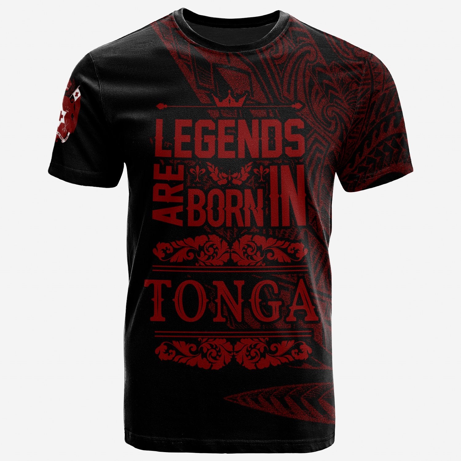 Tonga T Shirt Legends Are Born In Red Color Unisex Black - Polynesian Pride