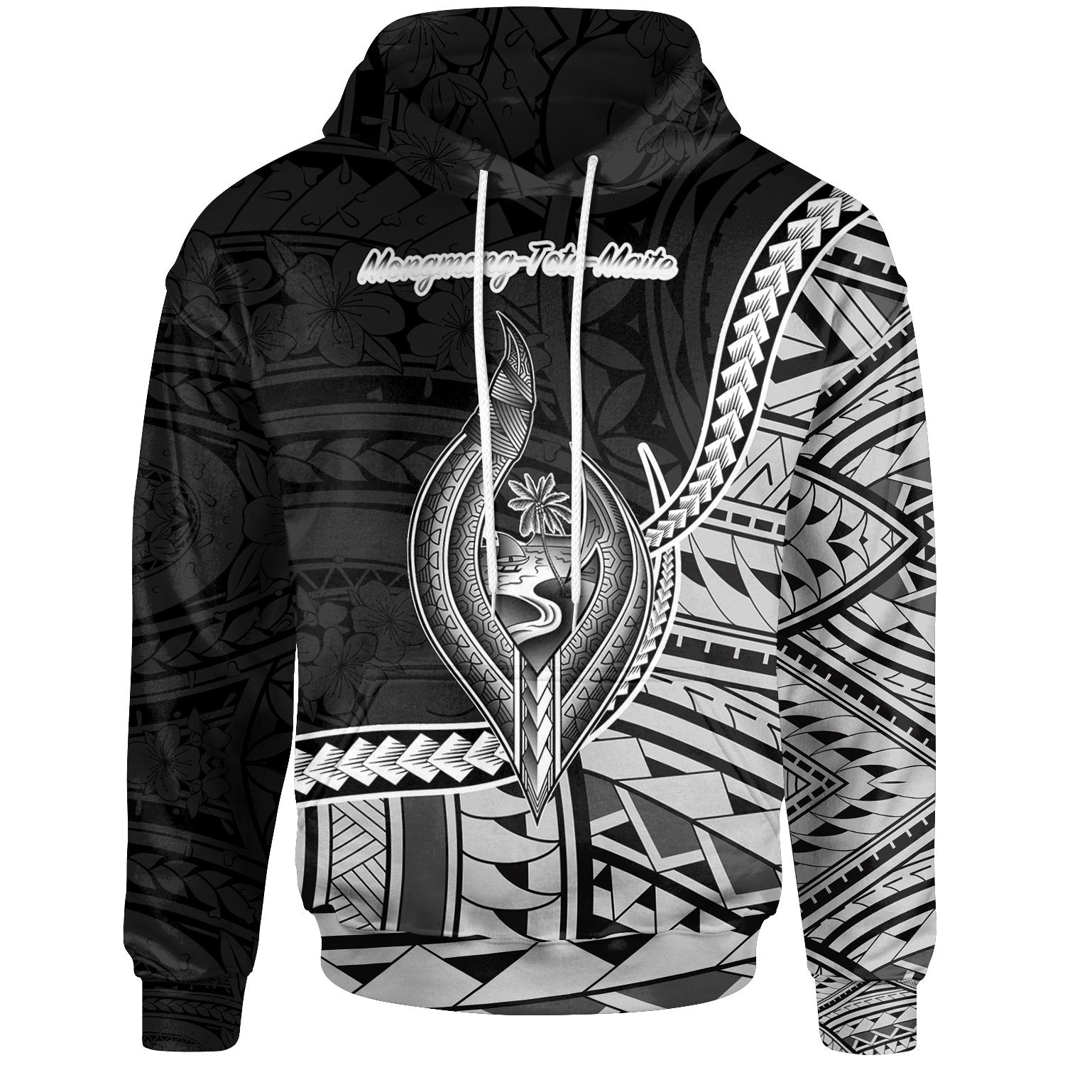 Guam Hoodie Mongmong Toto Maite Seal of Guam Polynesian Patterns Unisex Black - Polynesian Pride