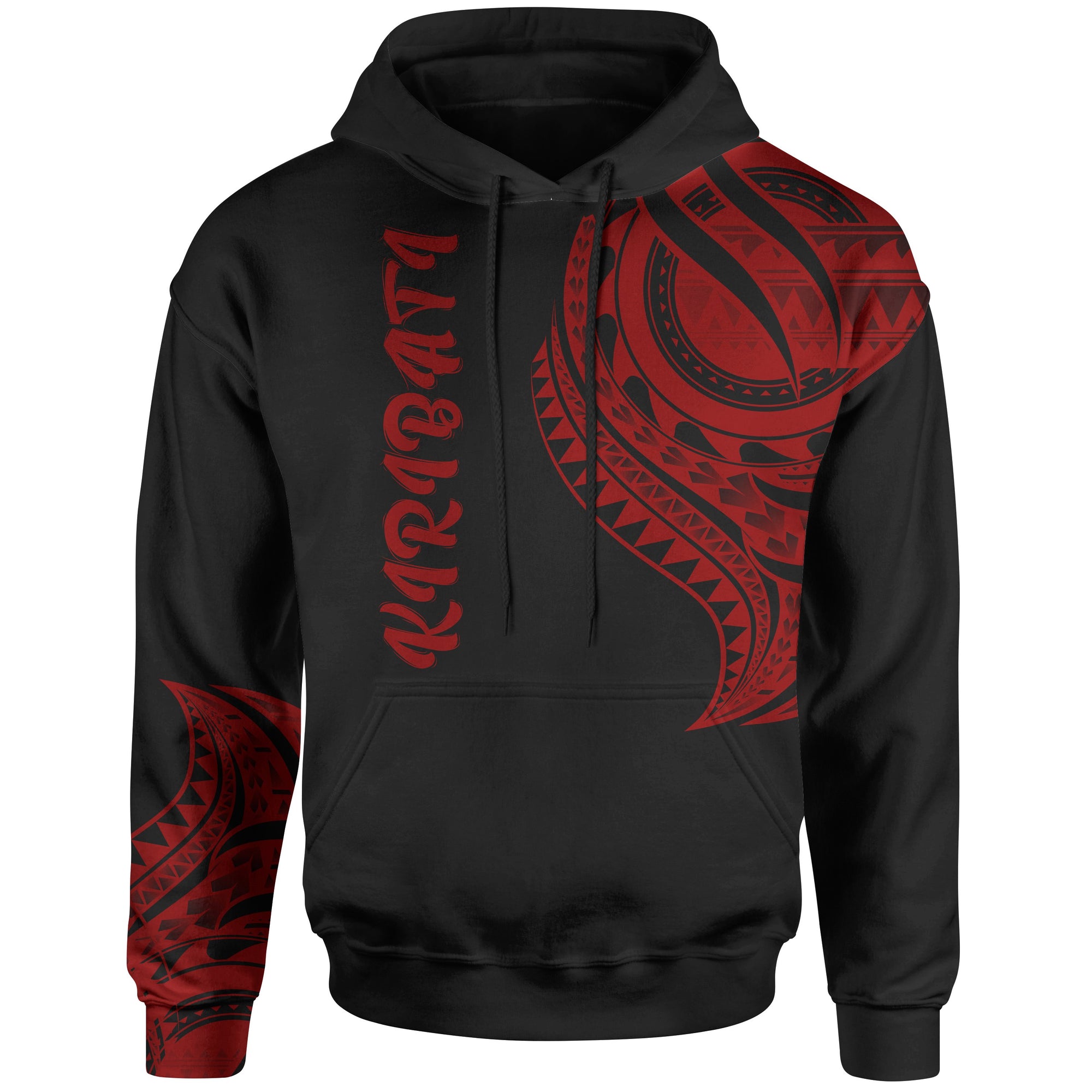 Kiribati Hoodie Kiribati Tatau Red Patterns Unisex Black - Polynesian Pride