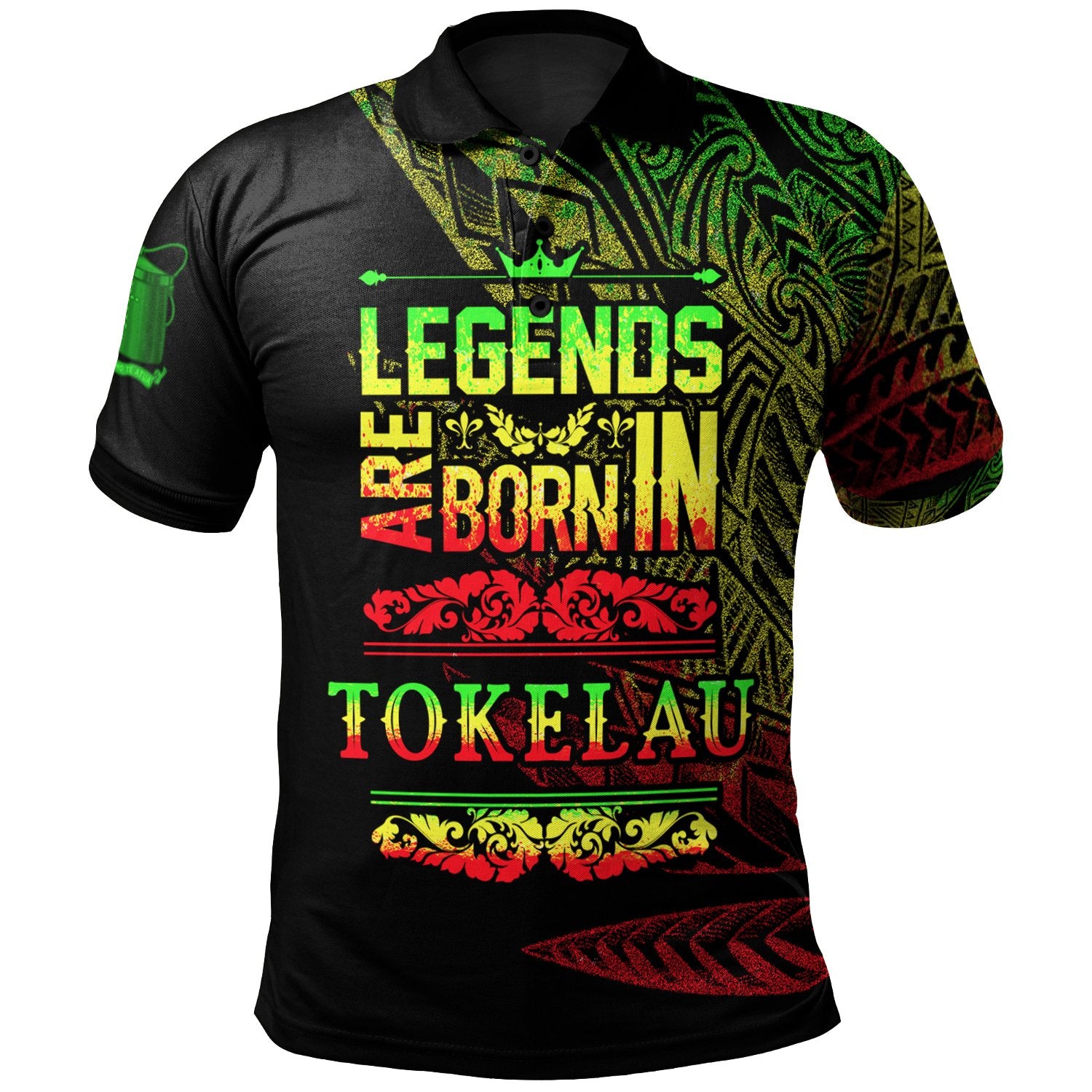 Tokelau Polo Shirt Legends Are Born In Reggae Color Unisex Black - Polynesian Pride