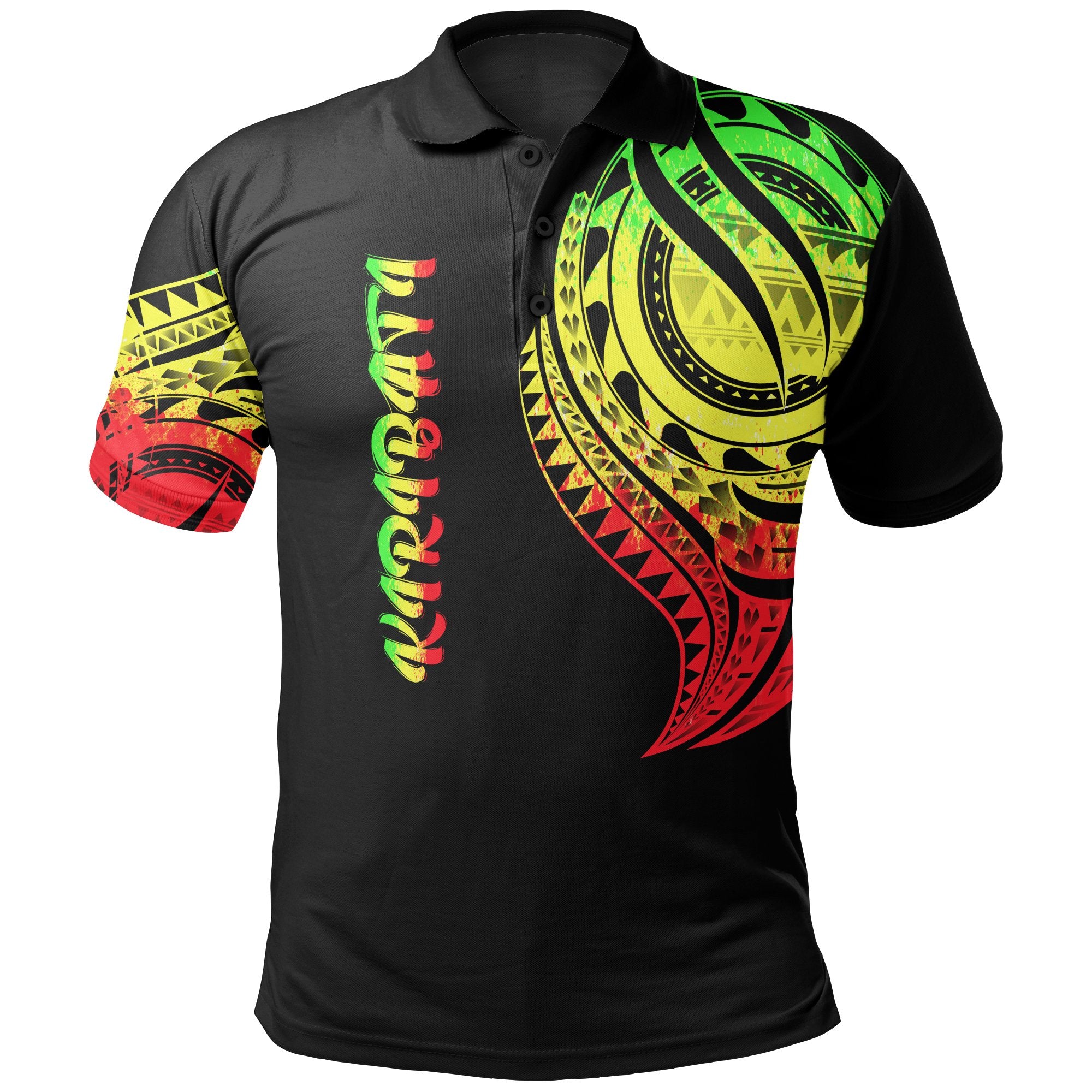 Kiribati Polo Shirt Kiribati Tatau Reggae Patterns Unisex Black - Polynesian Pride