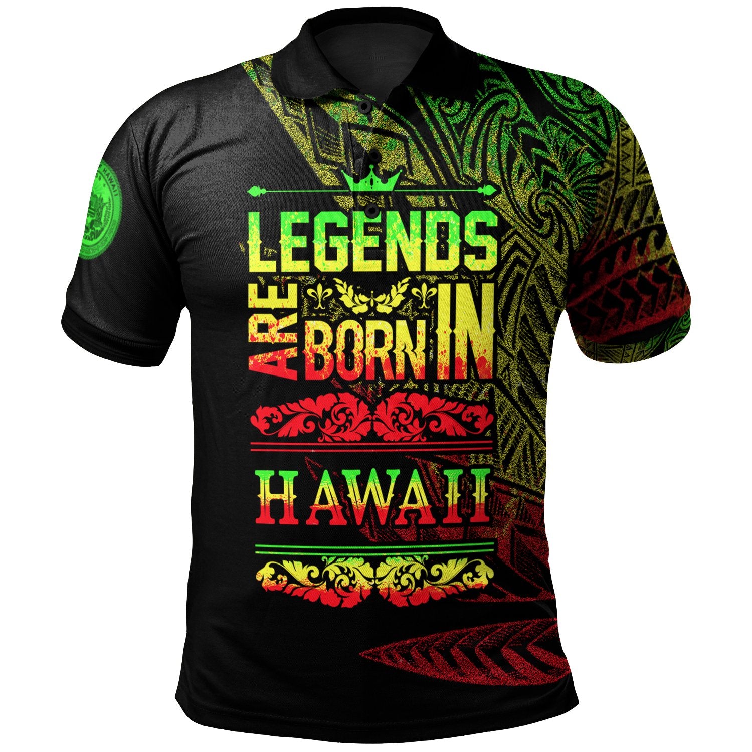 Hawaii Polo Shirt Legends Are Born In Reggae Color Unisex Black - Polynesian Pride