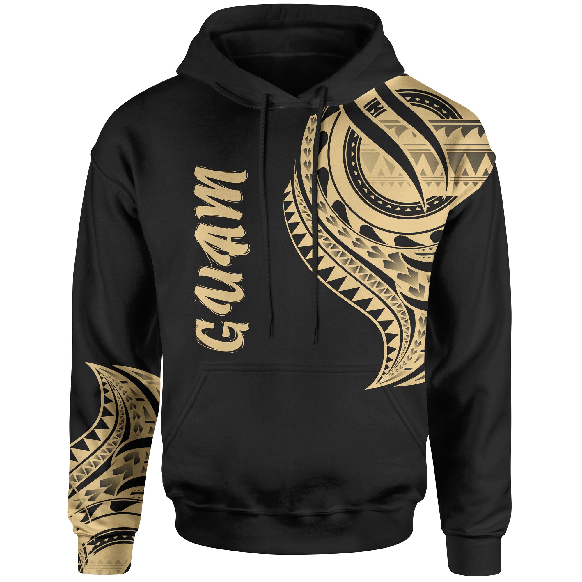 Guam Hoodie Guam Tatau Gold Patterns Unisex Black - Polynesian Pride