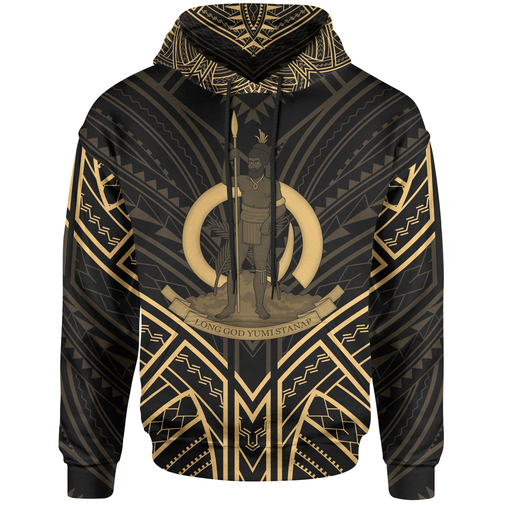 Vanuatu Hoodie Vanuatu Seal Gold Tribal Patterns Unisex White - Polynesian Pride