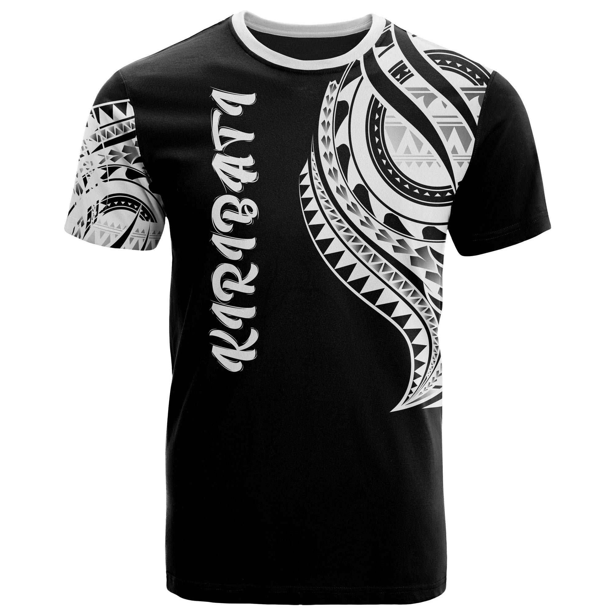 Kiribati T Shirt Kiribati Tatau White Patterns Unisex Black - Polynesian Pride