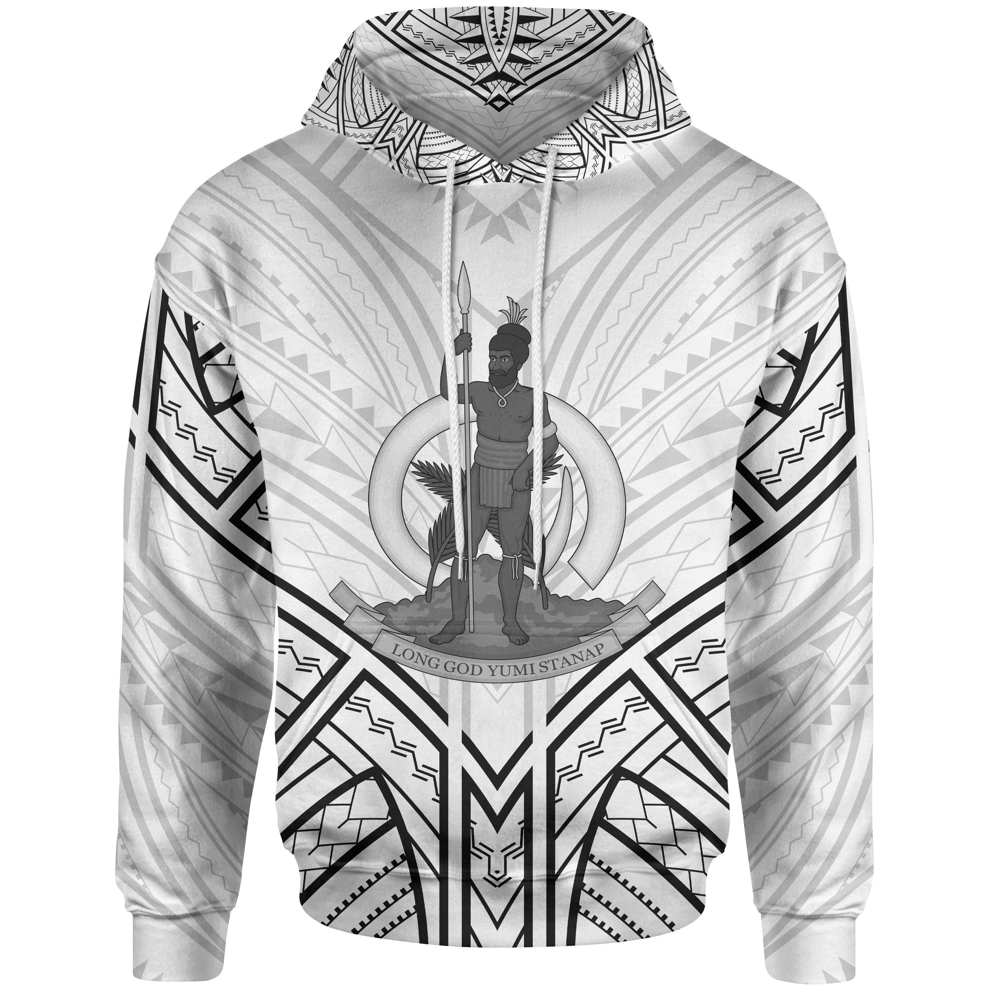 Vanuatu Hoodie Vanuatu Seal Tribal Patterns Unisex White - Polynesian Pride